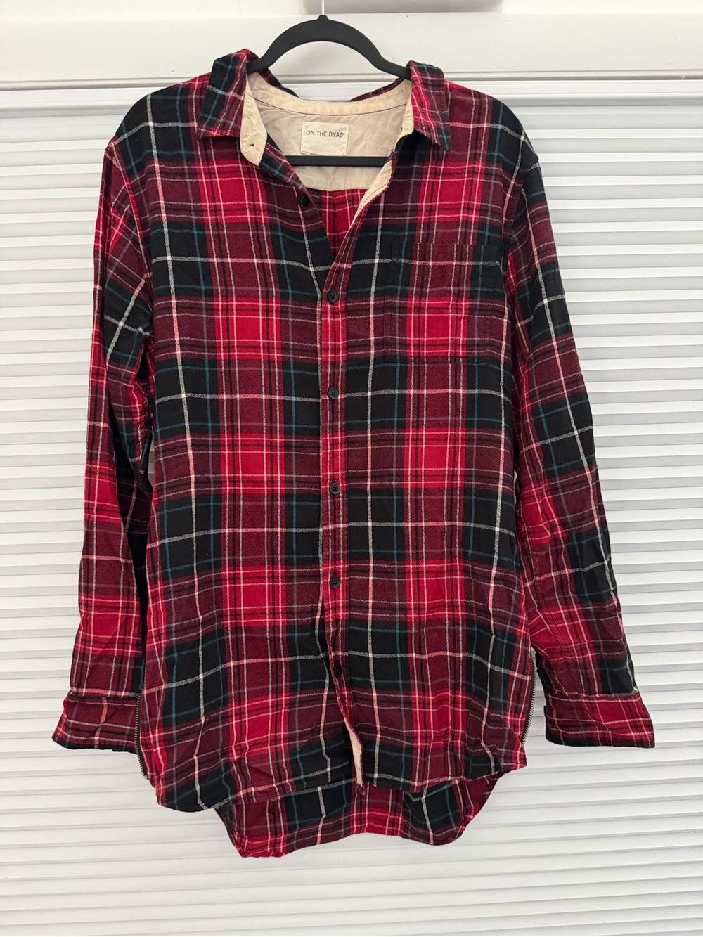 On The Byas Red & Black Plaid Flannel Shirt